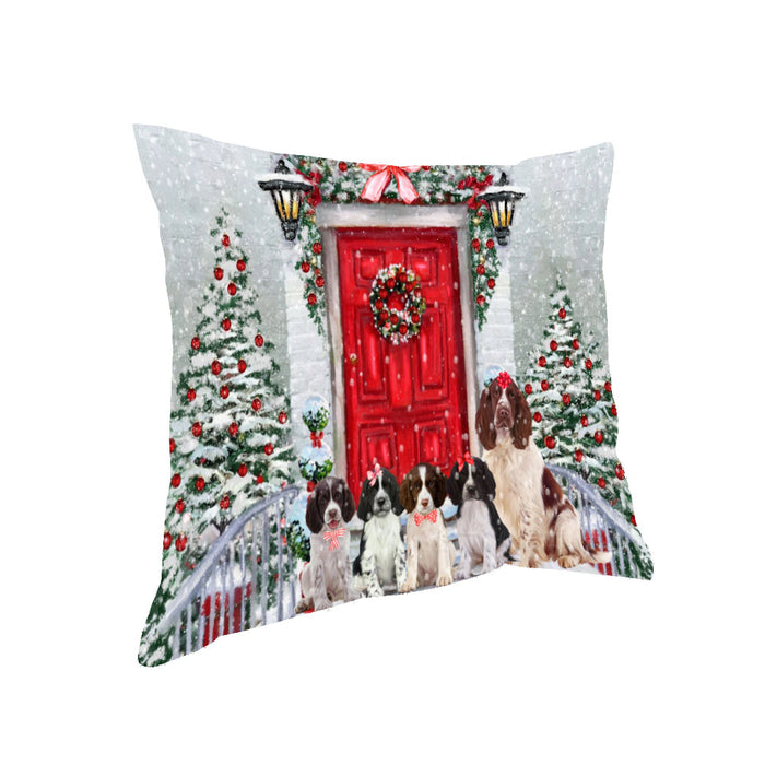 Christmas Holiday Welcome Springer Spaniel Dogs Pillow with Top Quality High-Resolution Images - Ultra Soft Pet Pillows for Sleeping - Reversible & Comfort - Ideal Gift for Dog Lover - Cushion for Sofa Couch Bed - 100% Polyester