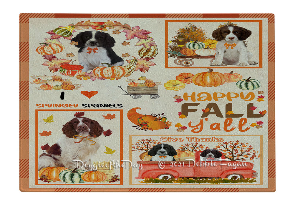 Happy Fall Y'all Pumpkin Springer Spaniel Dogs Cutting Board - Easy Grip Non-Slip Dishwasher Safe Chopping Board Vegetables C80020