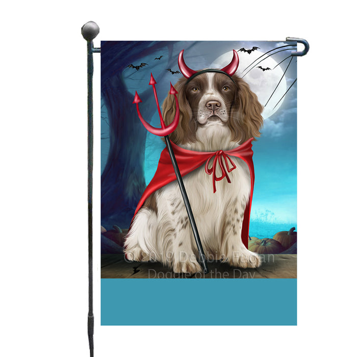 Personalized Happy Halloween Trick or Treat Springer Spaniel Dog Devil Custom Garden Flag GFLG64488