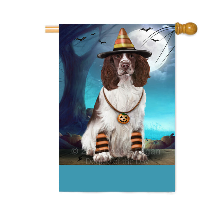 Personalized Happy Halloween Trick or Treat Springer Spaniel Dog Candy Corn Custom House Flag FLG64124