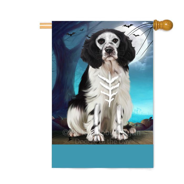 Personalized Happy Halloween Trick or Treat Springer Spaniel Dog Skeleton Custom House Flag FLG64234