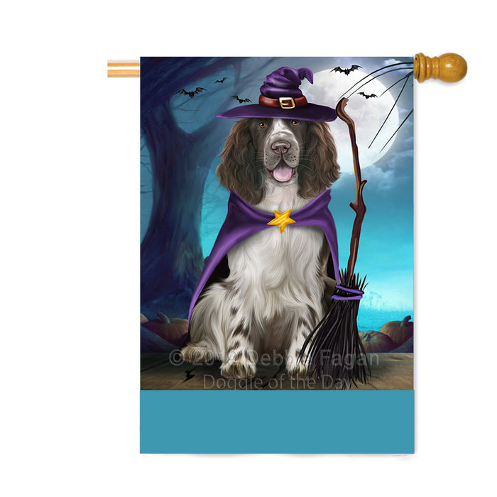 Personalized Happy Halloween Trick or Treat Springer Spaniel Dog Witch Custom House Flag FLG64289