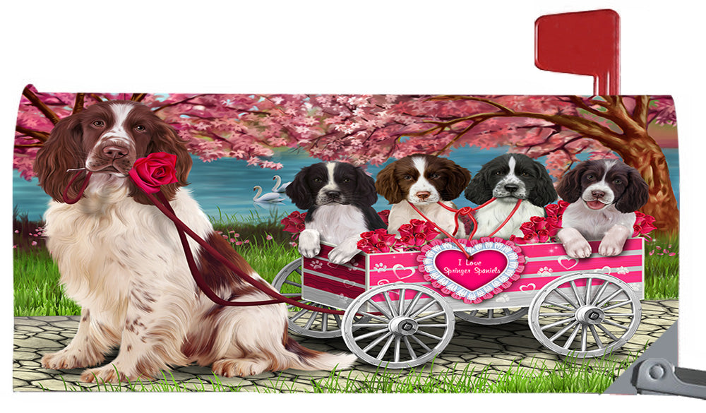 I Love Springer Spaniel Dogs in a Cart Magnetic Mailbox Cover MBC48591