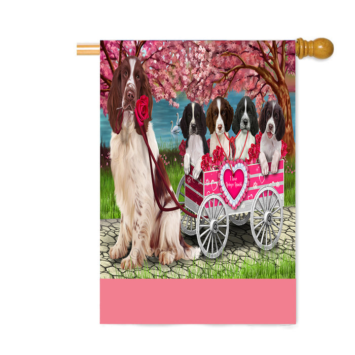 Personalized I Love Springer Spaniel Dogs in a Cart Custom House Flag FLG-DOTD-A62248