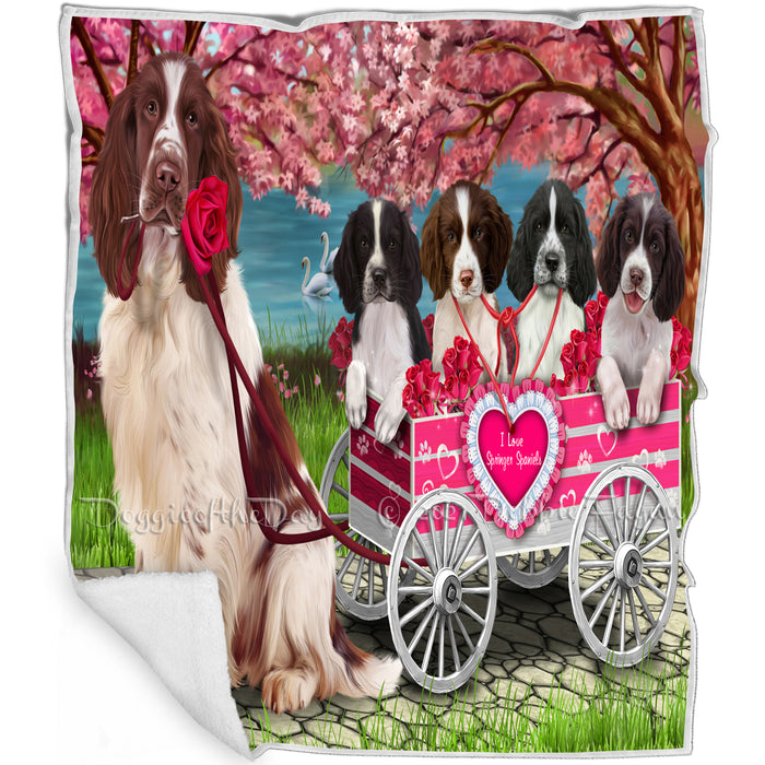 I Love Springer Spaniels Dog in a Cart Blanket BLNKT105258