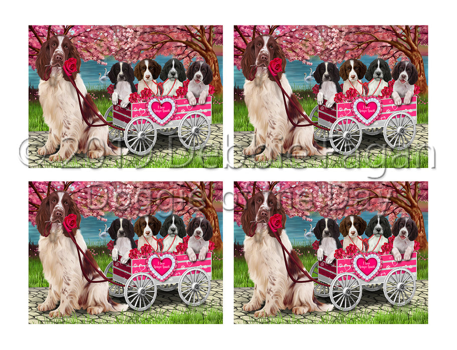 I Love Springer Spaniel Dogs in a Cart Placemat