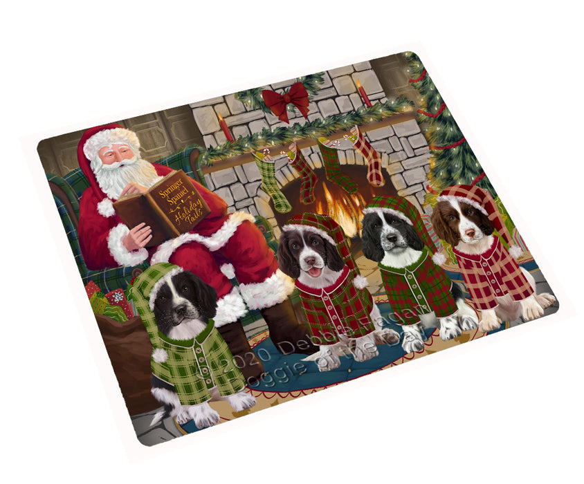 Christmas Cozy Fire Holiday Tails Springer Spaniel Dogs Cutting Board - For Kitchen - Scratch & Stain Resistant - Designed To Stay In Place - Easy To Clean By Hand - Perfect for Chopping Meats, Vegetables