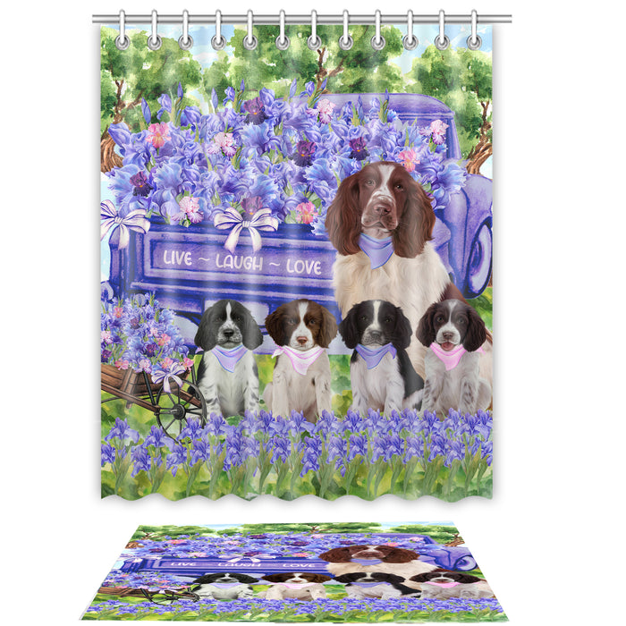 Springer Spaniel Shower Curtain & Bath Mat Set - Explore a Variety of Custom Designs - Personalized Curtains with hooks and Rug for Bathroom Decor - Dog Gift for Pet Lovers