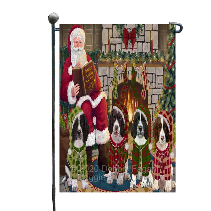 Christmas Cozy Fire Holiday Tails Springer Spaniel Dogs Garden Flags Outdoor Decor for Homes and Gardens Double Sided Garden Yard Spring Decorative Vertical Home Flags Garden Porch Lawn Flag for Decorations
