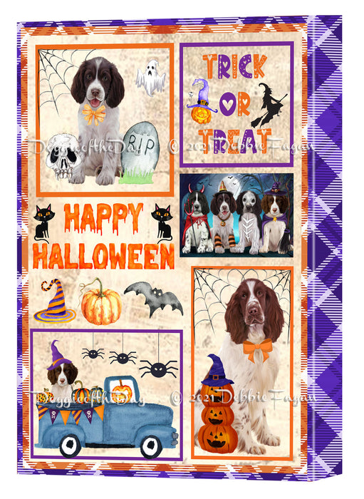 Happy Halloween Trick or Treat Springer Spaniel Dogs Canvas Wall Art Decor - Premium Quality Canvas Wall Art for Living Room Bedroom Home Office Decor Ready to Hang CVS150920