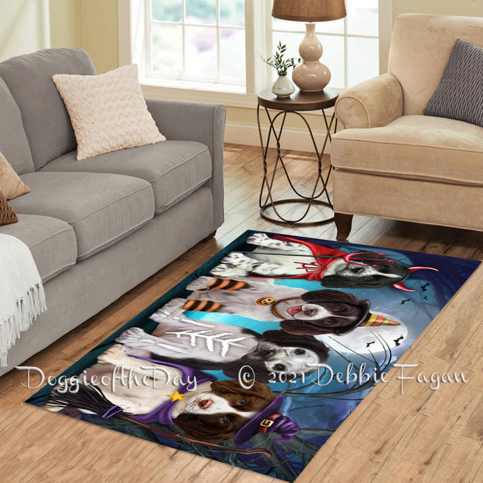 Happy Halloween Trick or Treat Springer Spaniel Dogs Polyester Living Room Carpet Area Rug ARUG66453