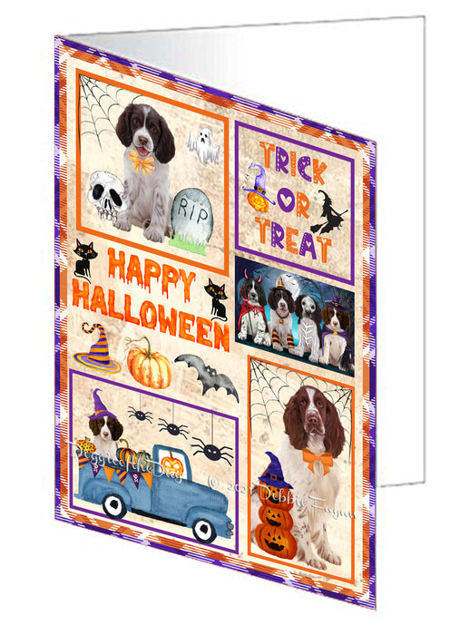 Happy Halloween Trick or Treat Springer Spaniel Dogs Handmade Artwork Assorted Pets Greeting Cards and Note Cards with Envelopes for All Occasions and Holiday Seasons GCD76634