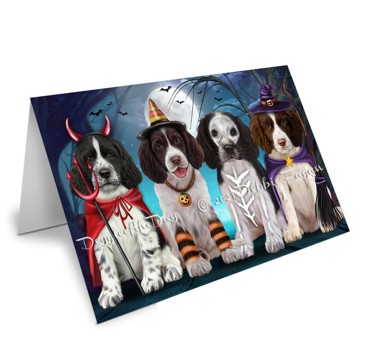 Happy Halloween Trick or Treat Springer Spaniel Dogs Handmade Artwork Assorted Pets Greeting Cards and Note Cards with Envelopes for All Occasions and Holiday Seasons GCD76838