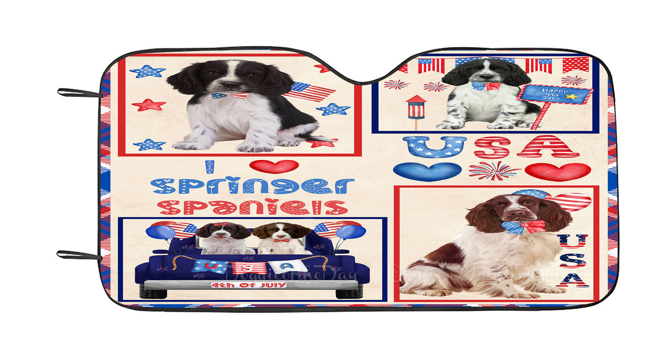 4th of July Independence Day I Love USA Springer Spaniel Dogs Car Sun Shade Cover Curtain