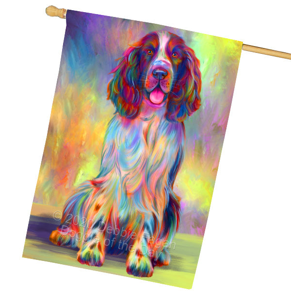 Paradise Wave Springer Spaniel Dog House Flag Outdoor Decorative Double Sided Pet Portrait Weather Resistant Premium Quality Animal Printed Home Decorative Flags 100% Polyester