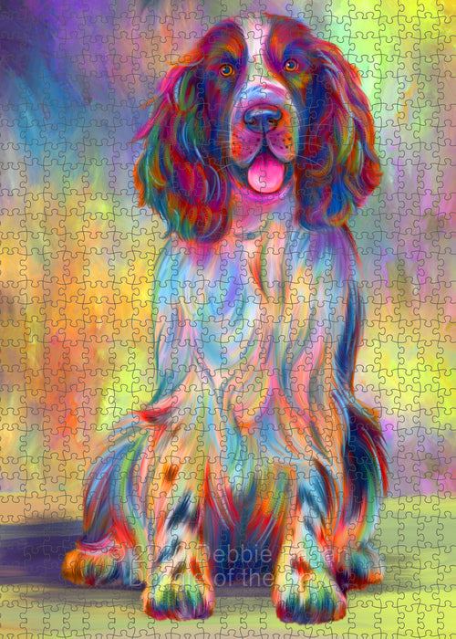 Paradise Wave Springer Spaniel Dog Portrait Jigsaw Puzzle for Adults Animal Interlocking Puzzle Game Unique Gift for Dog Lover's with Metal Tin Box
