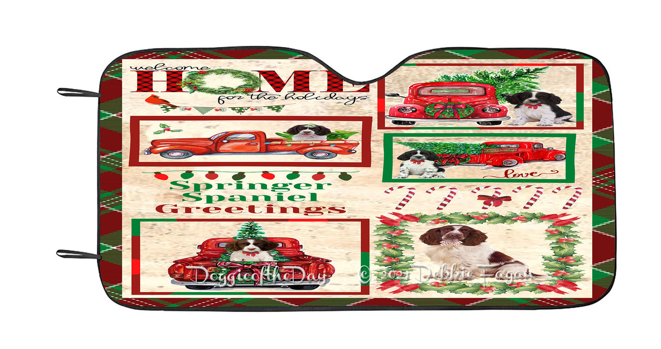 Welcome Home for Christmas Holidays Springer Spaniel Dogs Car Sun Shade Cover Curtain