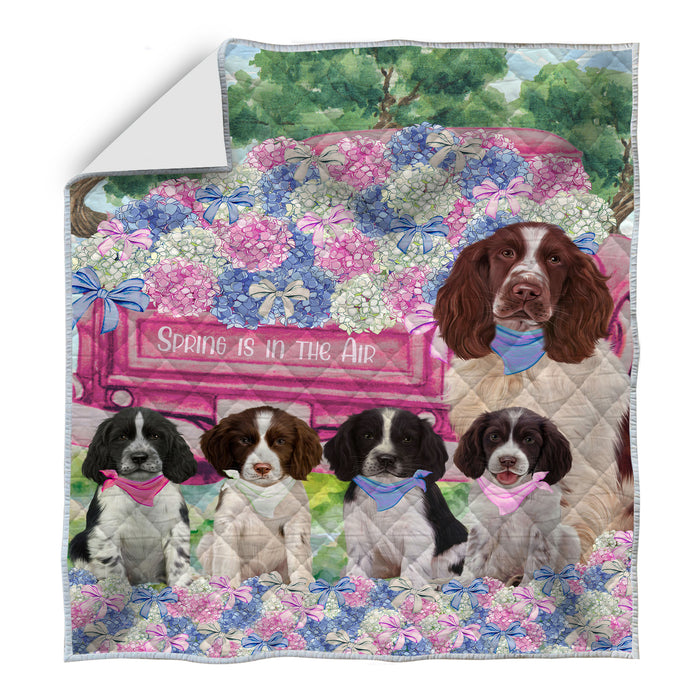 Springer Spaniel Bedspread Quilt, Bedding Coverlet Quilted, Explore a Variety of Designs, Personalized, Custom, Dog Gift for Pet Lovers