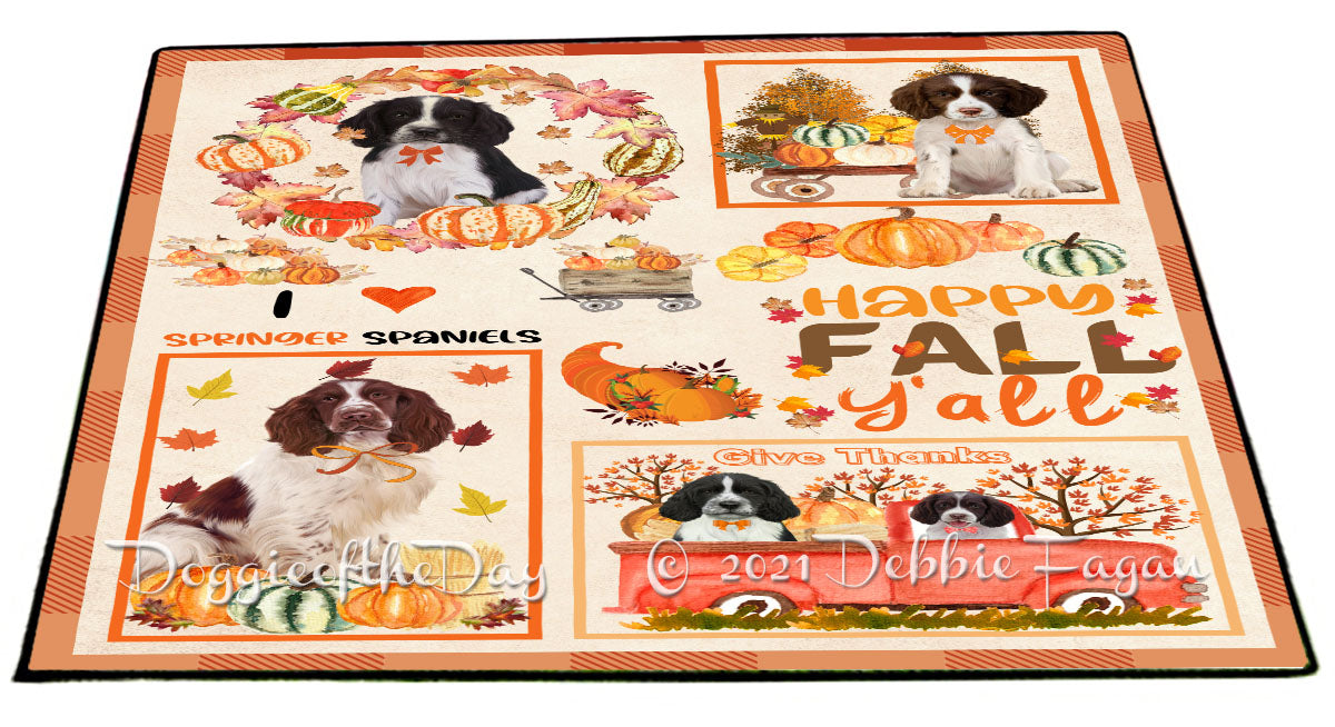 Happy Fall Y'all Pumpkin Springer Spaniel Dogs Indoor/Outdoor Welcome Floormat - Premium Quality Washable Anti-Slip Doormat Rug FLMS58771