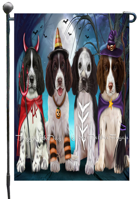 Happy Halloween Trick or Treat Springer Spaniel Dogs Garden Flags- Outdoor Double Sided Garden Yard Porch Lawn Spring Decorative Vertical Home Flags 12 1/2"w x 18"h