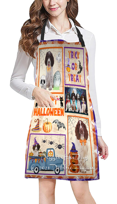 Happy Halloween Trick or Treat Springer Spaniel Dogs Cooking Kitchen Adjustable Apron Apron49365