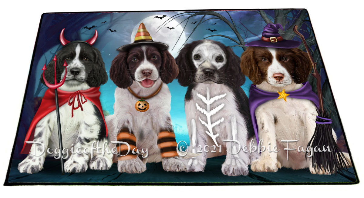 Happy Halloween Trick or Treat Springer Spaniel Dogs Indoor/Outdoor Welcome Floormat - Premium Quality Washable Anti-Slip Doormat Rug FLMS58465