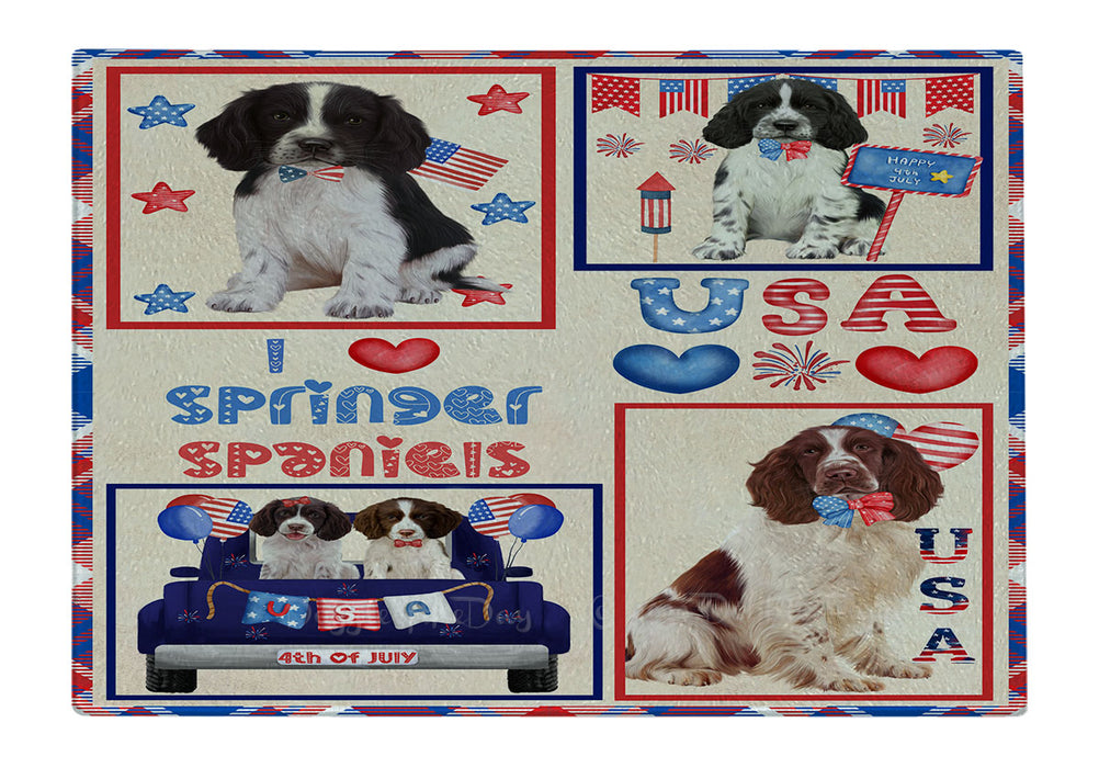 4th of July Independence Day I Love USA Springer Spaniel Dogs Cutting Board - For Kitchen - Scratch & Stain Resistant - Designed To Stay In Place - Easy To Clean By Hand - Perfect for Chopping Meats, Vegetables