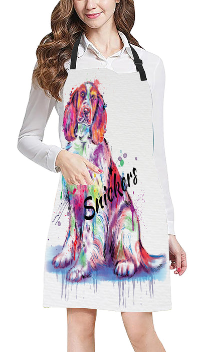 Custom Pet Name Personalized Watercolor Springer Spaniel Dog Apron