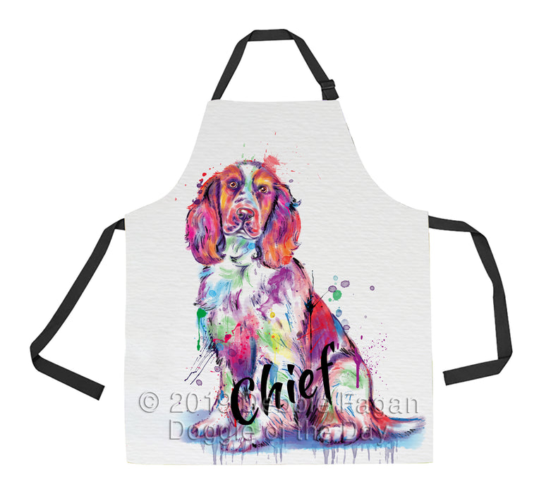 Custom Pet Name Personalized Watercolor Springer Spaniel Dog Apron