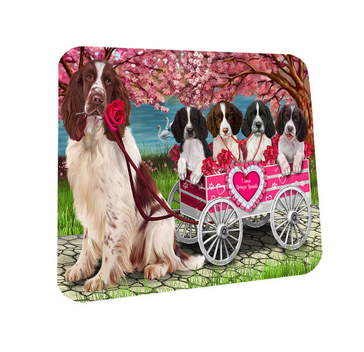 I Love Springer Spaniels Dog in a Cart Coasters Set of 4 CST54171