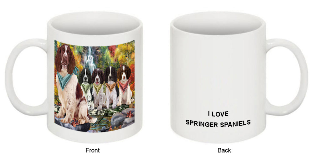 Scenic Waterfall Springer Spaniels Dog Coffee Mug MUG50086