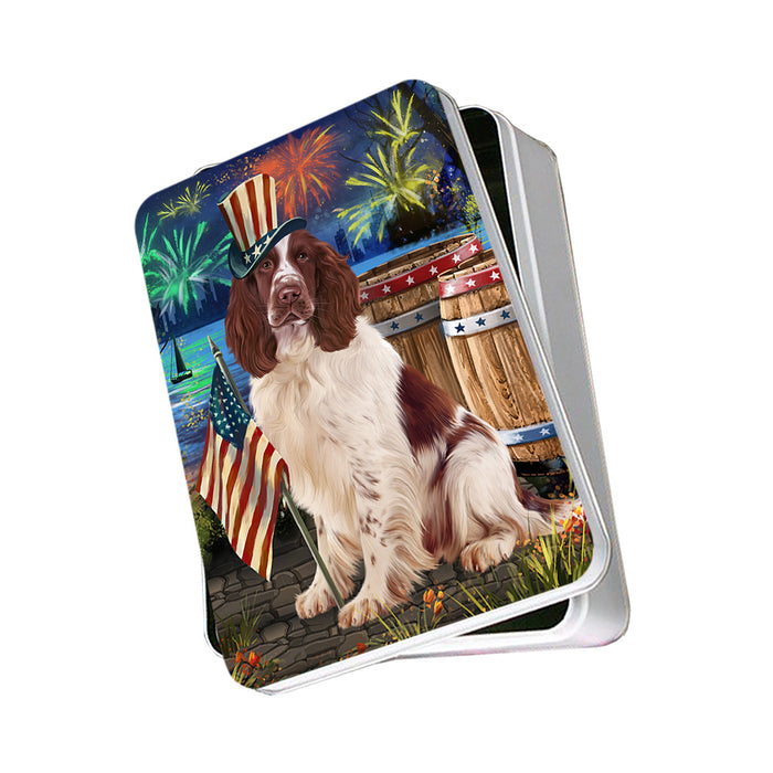 4th of July Independence Day Firework Springer Spaniel Dog Photo Storage Tin PITN54029