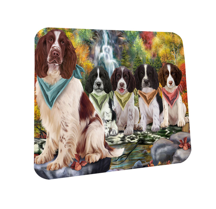 Scenic Waterfall Springer Spaniels Dog Coasters Set of 4 CST54646