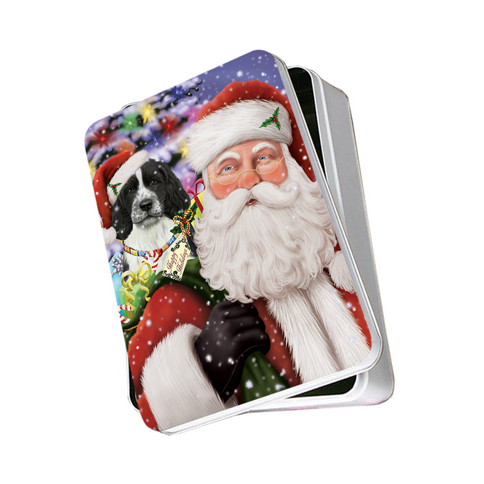 Santa Carrying Springer Spaniel Dog and Christmas Presents Photo Storage Tin PITN55478