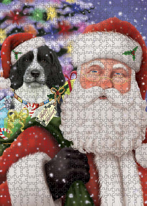 Santa Carrying Springer Spaniel Dog and Christmas Presents Puzzle with Photo Tin PUZL90344