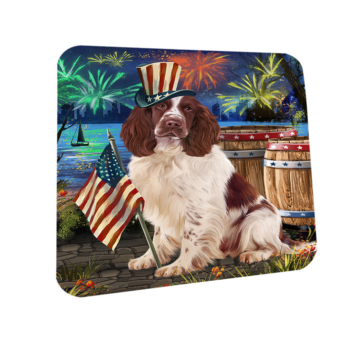 4th of July Independence Day Firework Springer Spaniel Dog Coasters Set of 4 CST54044