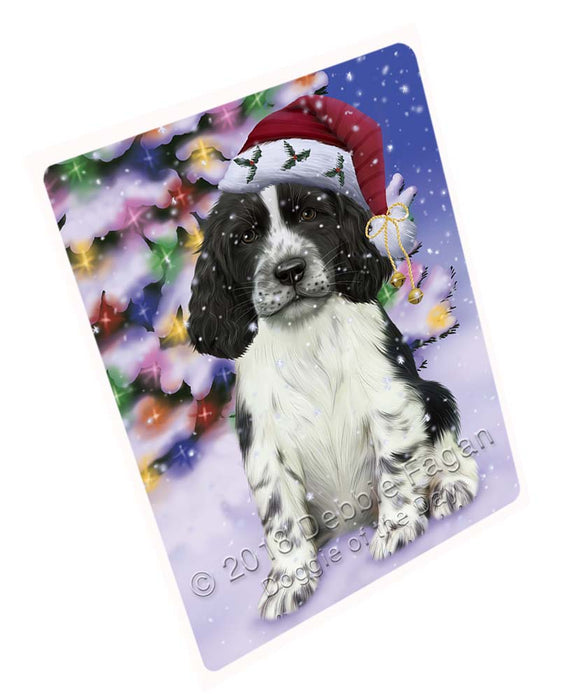 Winterland Wonderland Springer Spaniel Dog In Christmas Holiday Scenic Background Cutting Board C72333
