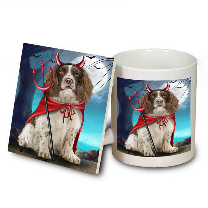 Happy Halloween Trick or Treat Springer Spaniel Dog Mug and Coaster Set MUC54524