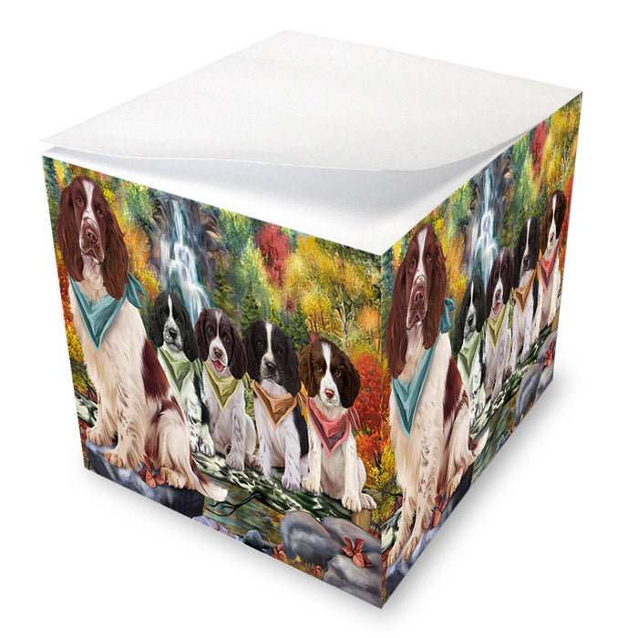 Scenic Waterfall Springer Spaniels Dog Note Cube NOC56334