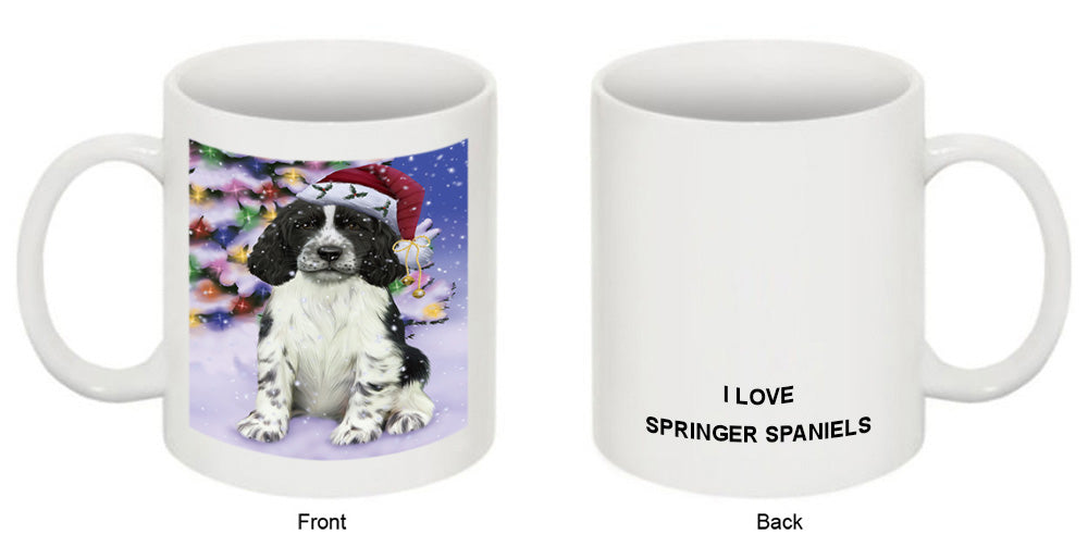 Winterland Wonderland Springer Spaniel Dog In Christmas Holiday Scenic Background Coffee Mug MUG51130