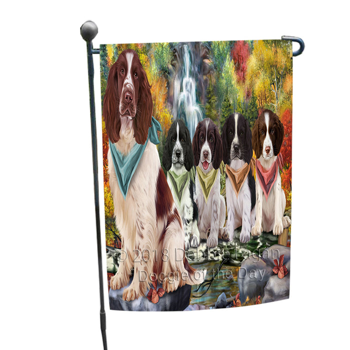 Scenic Waterfall Springer Spaniels Dog Garden Flag GFLG54878