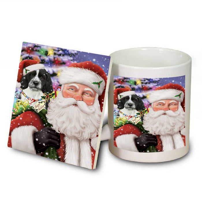 Santa Carrying Springer Spaniel Dog and Christmas Presents Mug and Coaster Set MUC55527