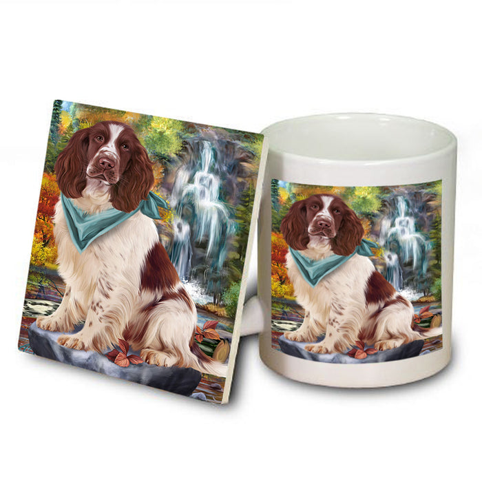Scenic Waterfall Springer Spaniel Dog Mug and Coaster Set MUC54681