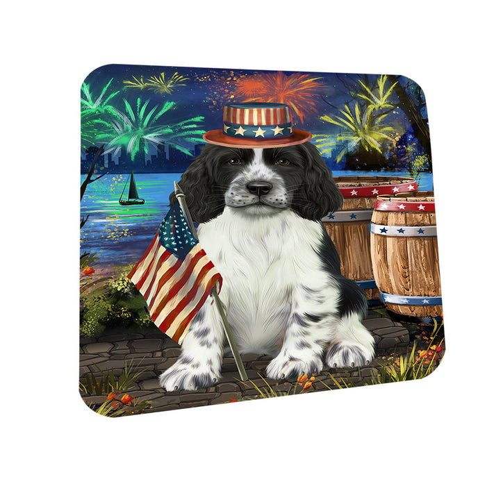 4th of July Independence Day Firework Springer Spaniel Dog Coasters Set of 4 CST54045
