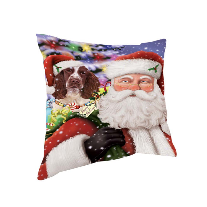 Santa Carrying Springer Spaniel Dog and Christmas Presents Pillow PIL71072