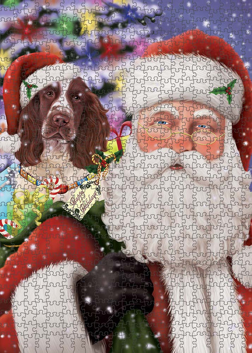 Santa Carrying Springer Spaniel Dog and Christmas Presents Puzzle with Photo Tin PUZL90348