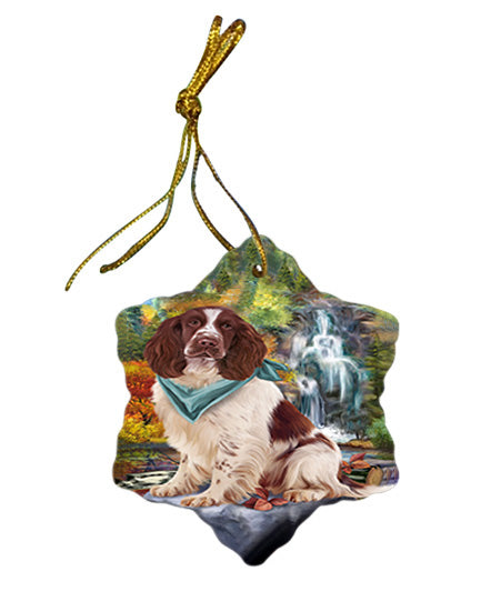 Scenic Waterfall Springer Spaniel Dog Star Porcelain Ornament SPOR54808