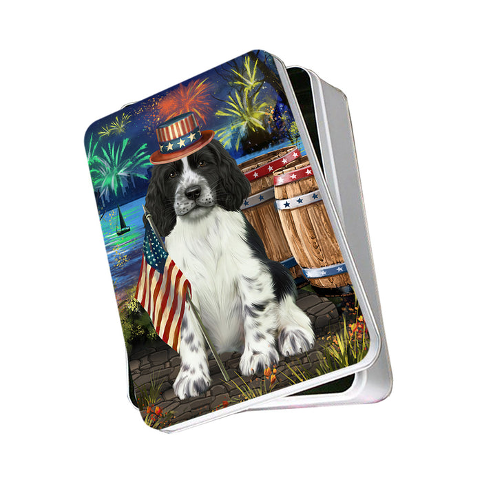 4th of July Independence Day Firework Springer Spaniel Dog Photo Storage Tin PITN54030