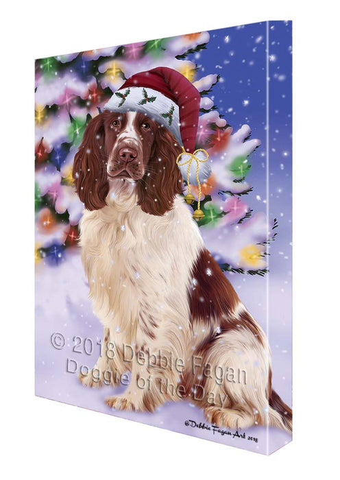 Winterland Wonderland Springer Spaniel Dog In Christmas Holiday Scenic Background Canvas Print Wall Art Décor CVS121526