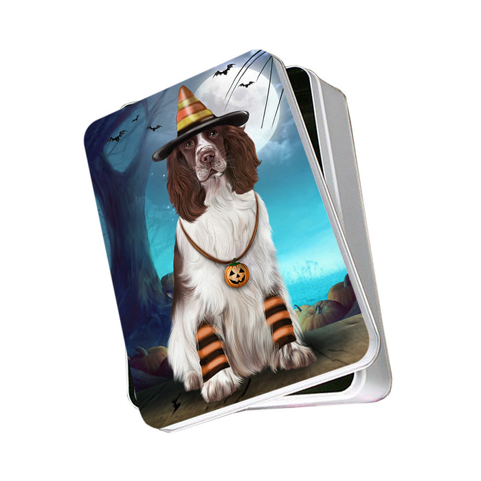 Happy Halloween Trick or Treat Springer Spaniel Dog Photo Storage Tin PITN54476